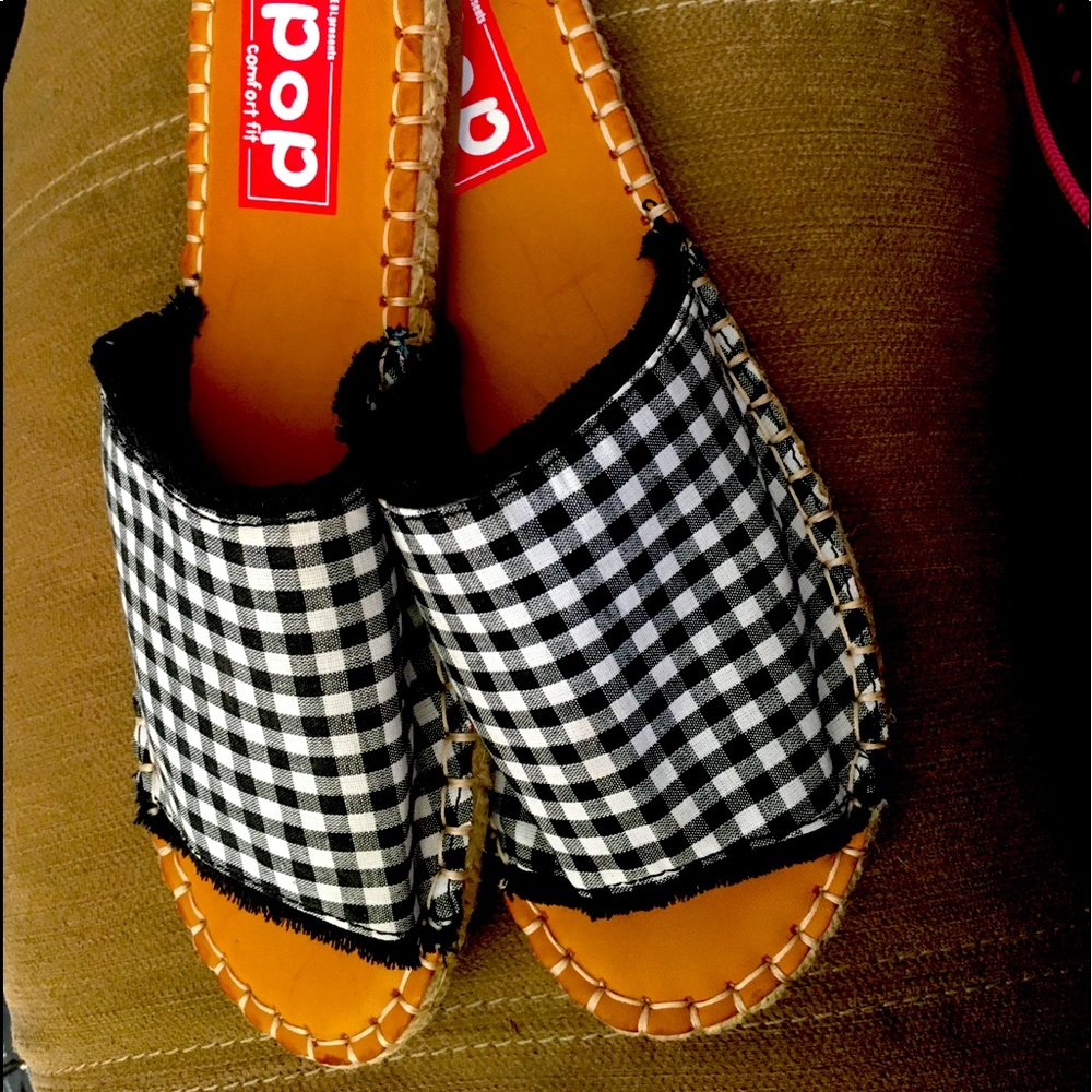 Summer Checked Slides By POP size 7